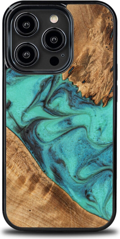 Bewood Unique Case for iPhone 15 Pro - Turkis, tre og harpiks