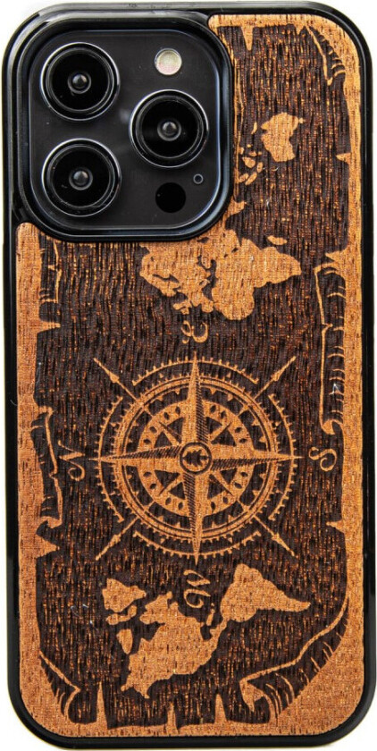 Bewood Compass Cover for iPhone 15 Pro - Merbau Wood (kompatibel med Qi-lading)