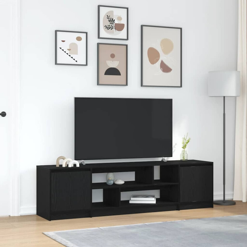 TV-benk svart eik 188,5x41x50 cm konstruert tre