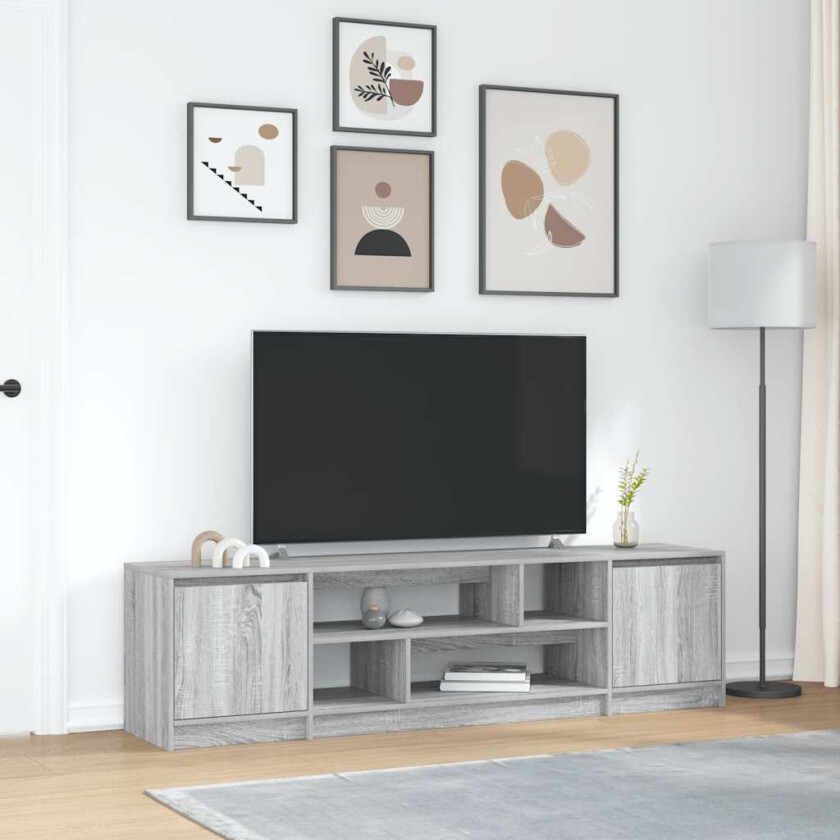 TV-benk grå sonoma 188,5x41x50 cm konstruert tre