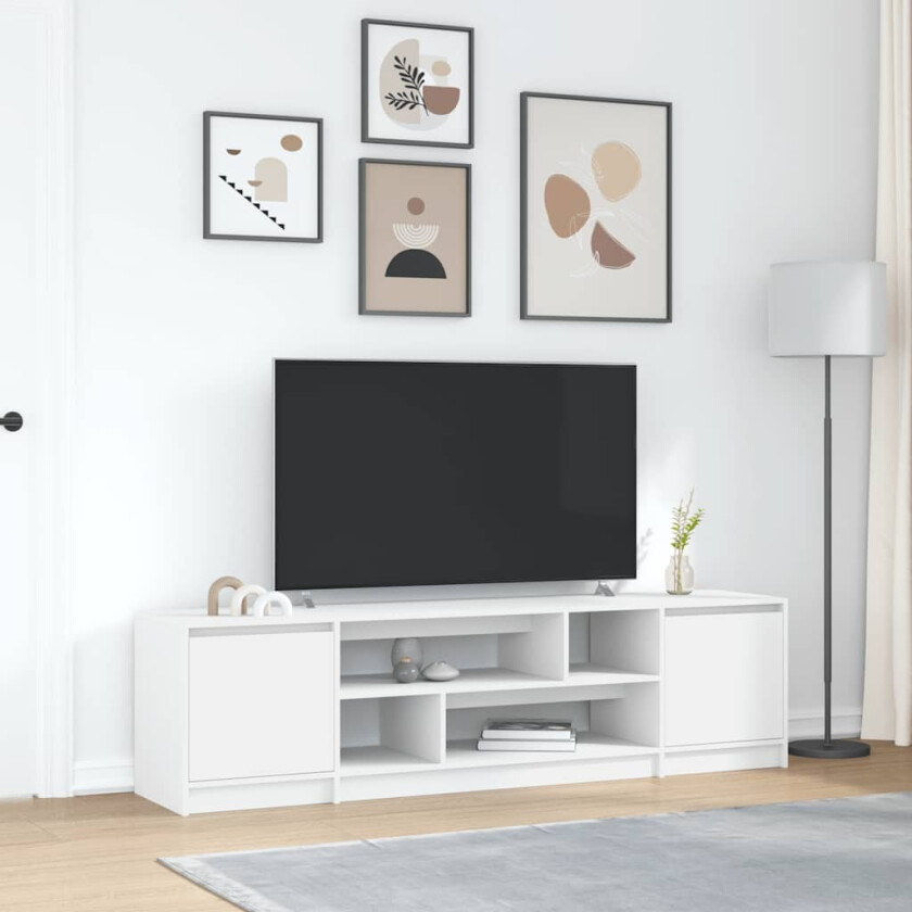 TV-benk hvit 188,5x41x50 cm konstruert tre