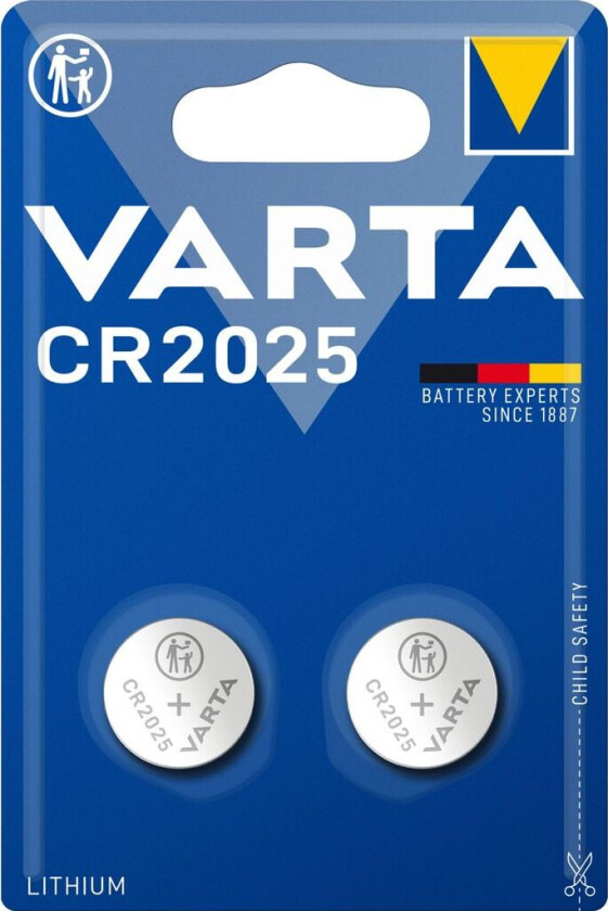 VARTA Lithium Coin knappcellebatteri CR2025, 2-pak