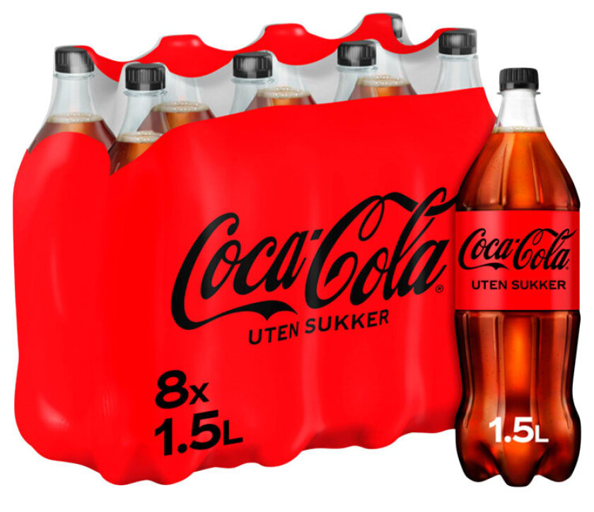 Coca-Cola u/Sukker 1,5lx8 flaske