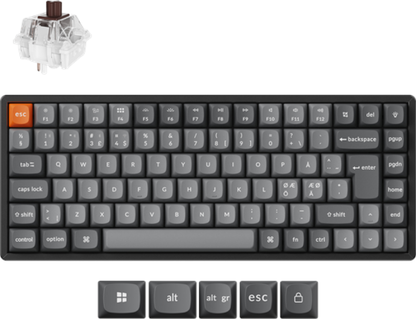 K2 MAX QMK/VIA Wireless Tri-Mode - Super Brown - Gamingtastatur - Uten numpad - Nordisk - Svart