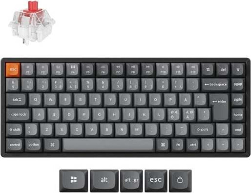 K2 MAX QMK/VIA Wireless Tri-Mode - Super Red - Gamingtastatur - Uten numpad - Nordisk - Svart