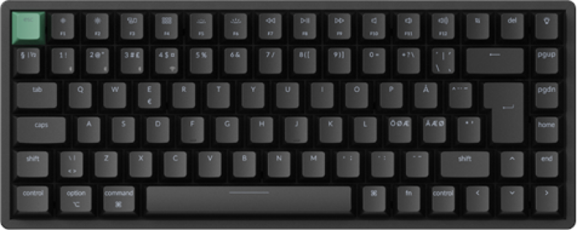 K2 HE Wireless Tri-Mode Hot Swap QMK Gateron 2.0 Purple Magnetic Switch Black - Gamingtastatur - Nordisk - Svart