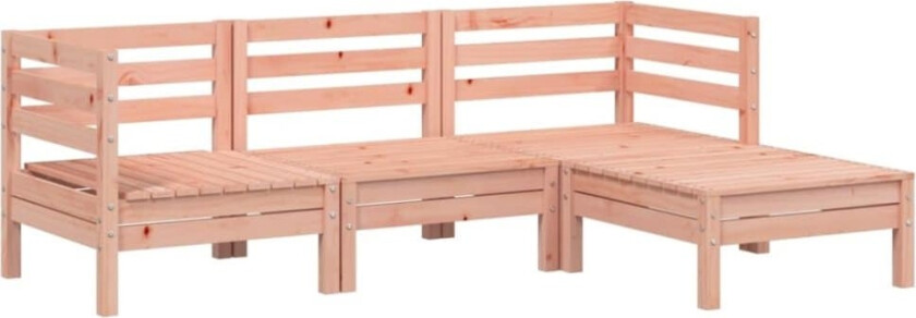 Hagesofa uten armlener med fotskammel i heltre douglasgran