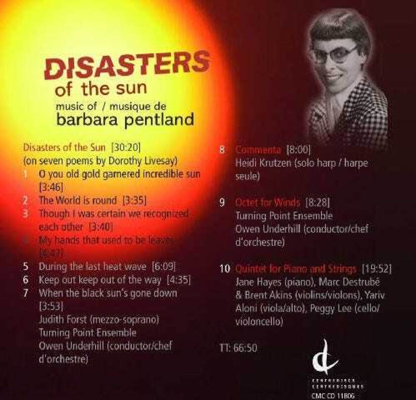Barbara Pentland, Brent Akins, Heidi Krutzen, Jane Hayes, Judith Forst, Marc Destrube, Peggy Lee, Yariv Aloni Disasters Of The Sun CD
