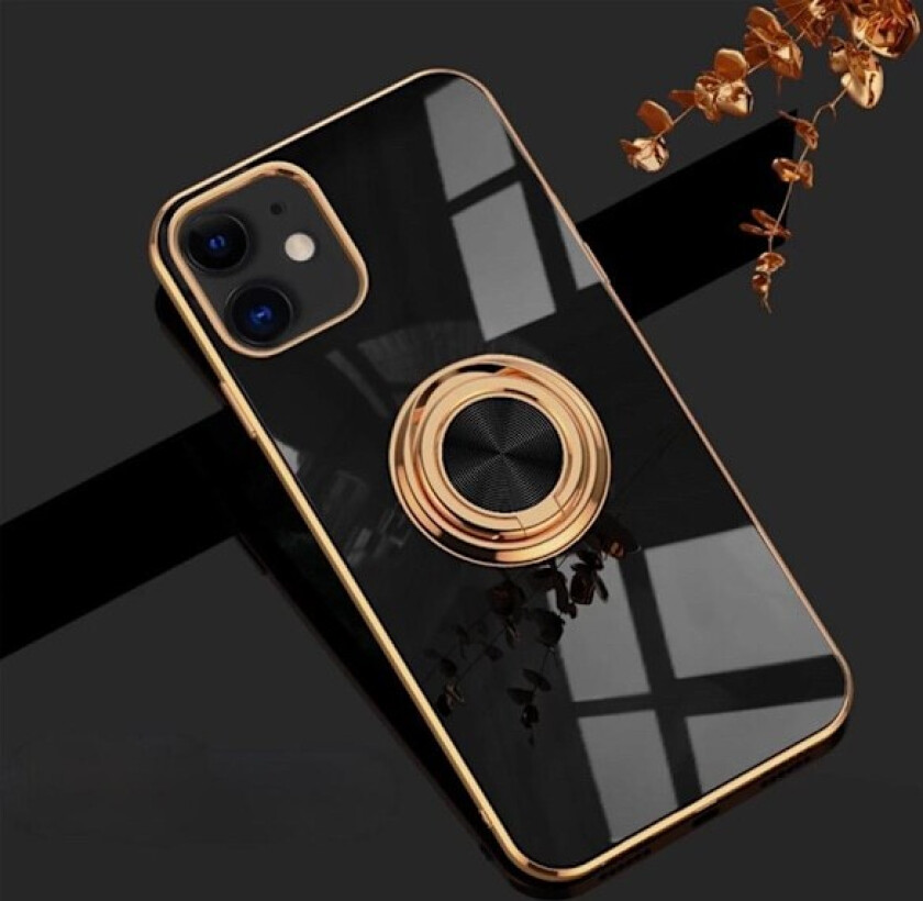 Luksuriøst stilig case ‘iPhone 13’ med ringstativfunksjon Gull Black Black