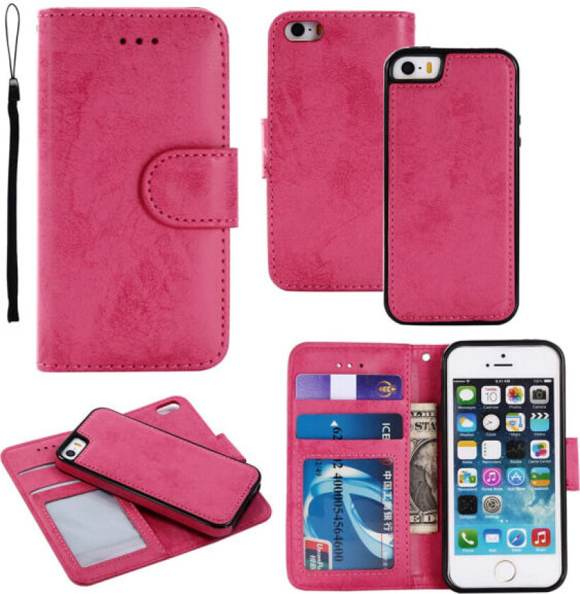 iPhone 6/6S - Silke-Touch Etui med Lommebok og Deksel Rosa
