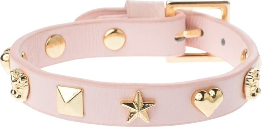 Leather Sign Stud Bracelet Pale Rose 1pcs