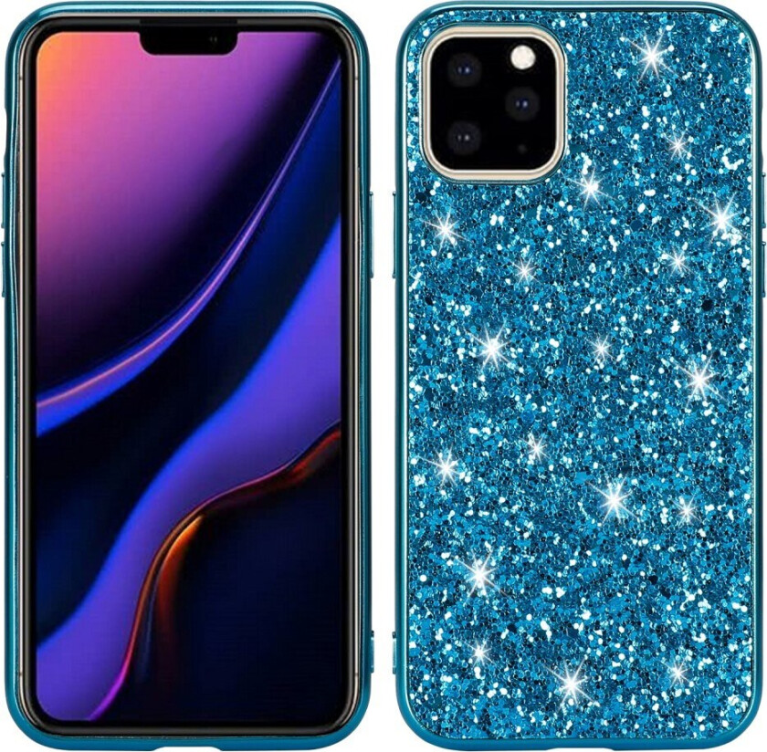 iPhone 11 Pro Max Glitter Hybrid Deksel - Blå