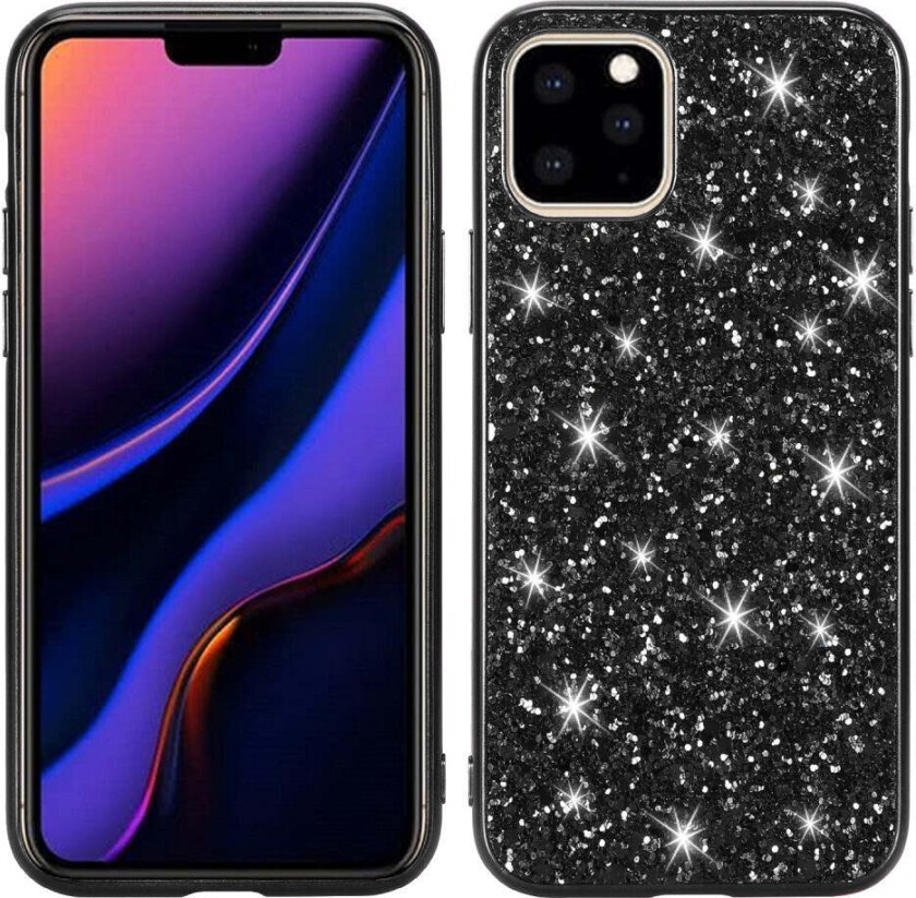 iPhone 11 Pro Max Glitter Hybrid Deksel - Svart