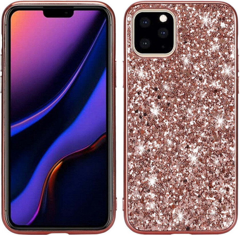 iPhone 11 Pro Max Glitter Hybrid Deksel - Rose Gold