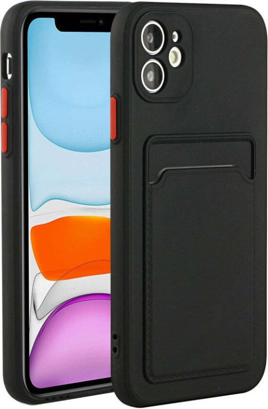 iPhone 12 Mini Fleksibelt Plast Deksel m. Kortholder - Svart