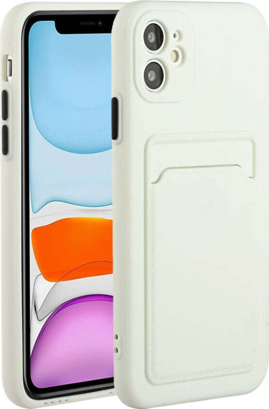 iPhone 12 Mini Fleksibelt Plast Deksel m. Kortholder - Hvit