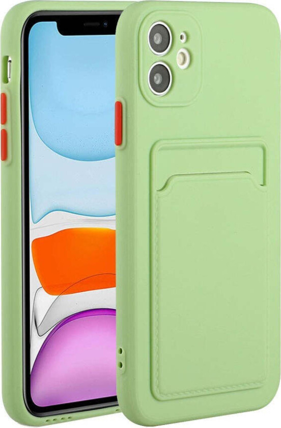 iPhone 12 Mini Fleksibelt Plast Deksel m. Kortholder - Lysegrønn