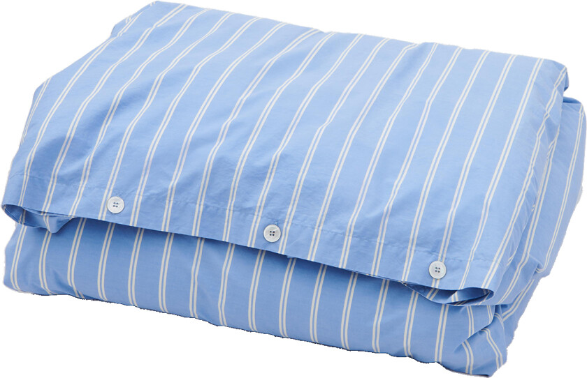 Percale - Double Duvet Cover Island Blue Stripes 220x220 - Dynetrekk - Blå