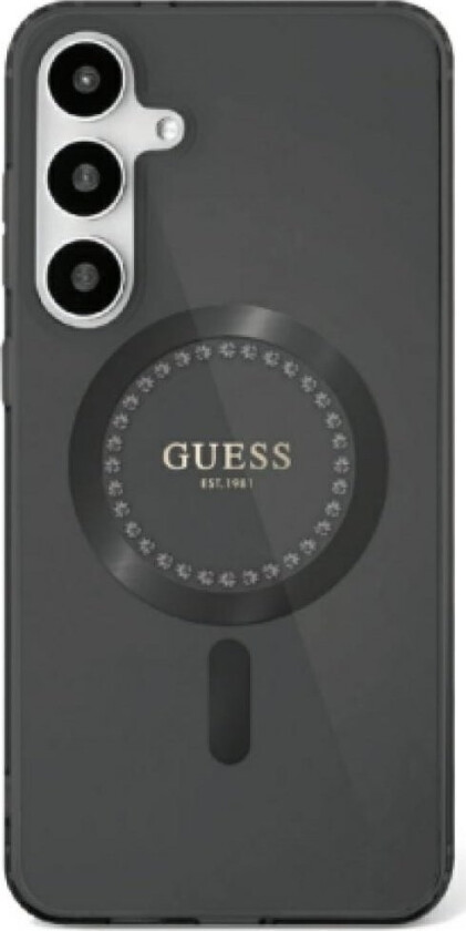 Rhinestones Printed Classic Logo Magsafe Samsung Galaxy S25 Case Black