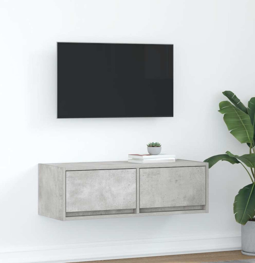 TV-benk betonggrå 80x31x25,5 cm konstruert tre