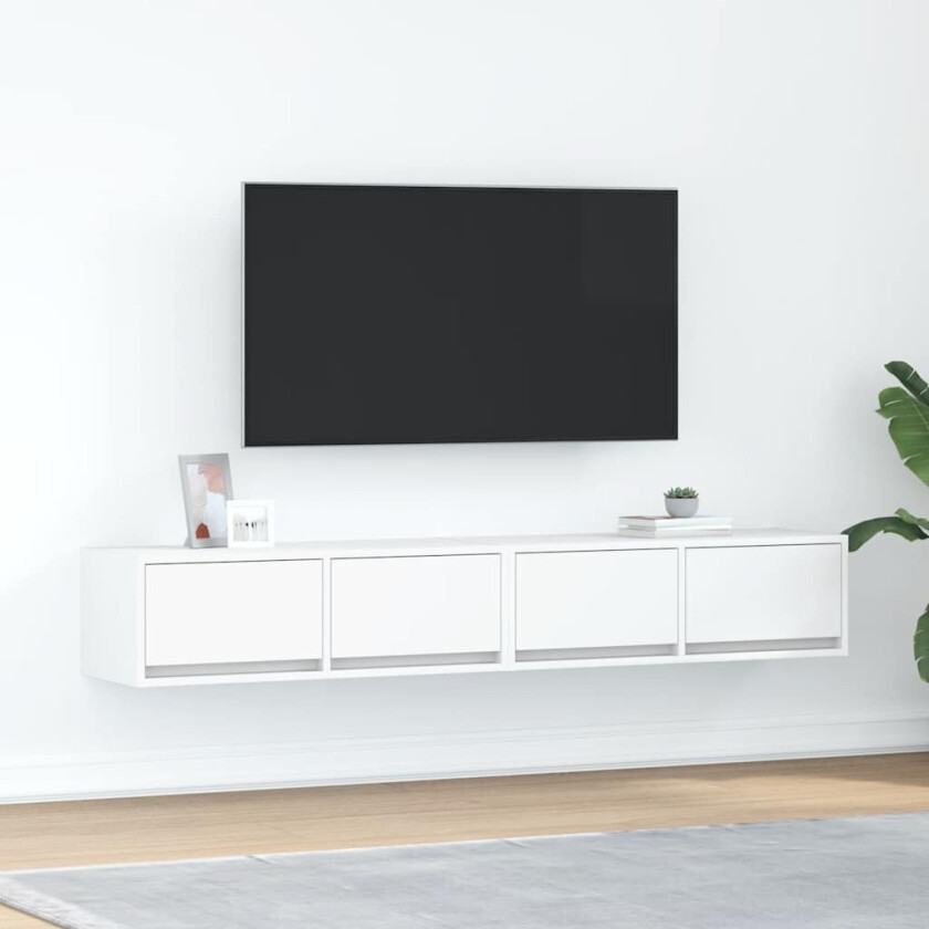 TV-benker 2 stk hvit 80x31x25,5 cm konstruert tre