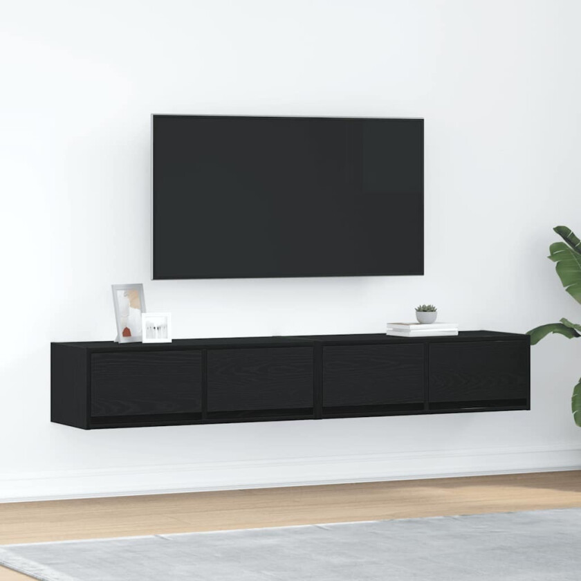 TV-benker 2 stk svart eik 80x31x25,5 cm konstruert tre