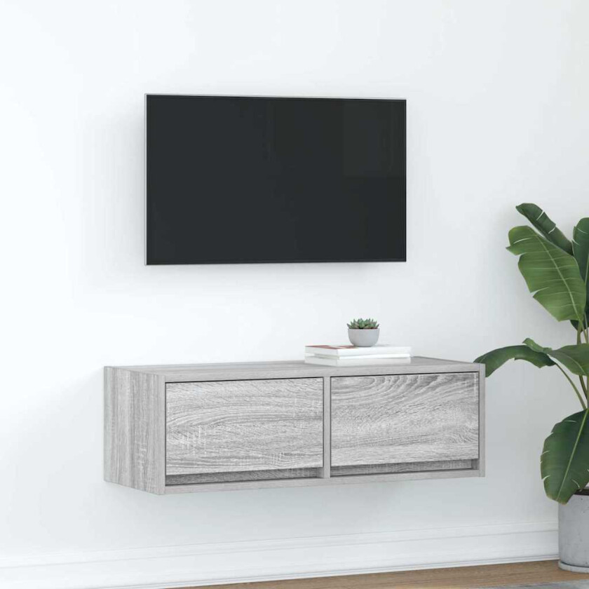TV-benk grå sonoma 80x31x25,5 cm konstruert tre