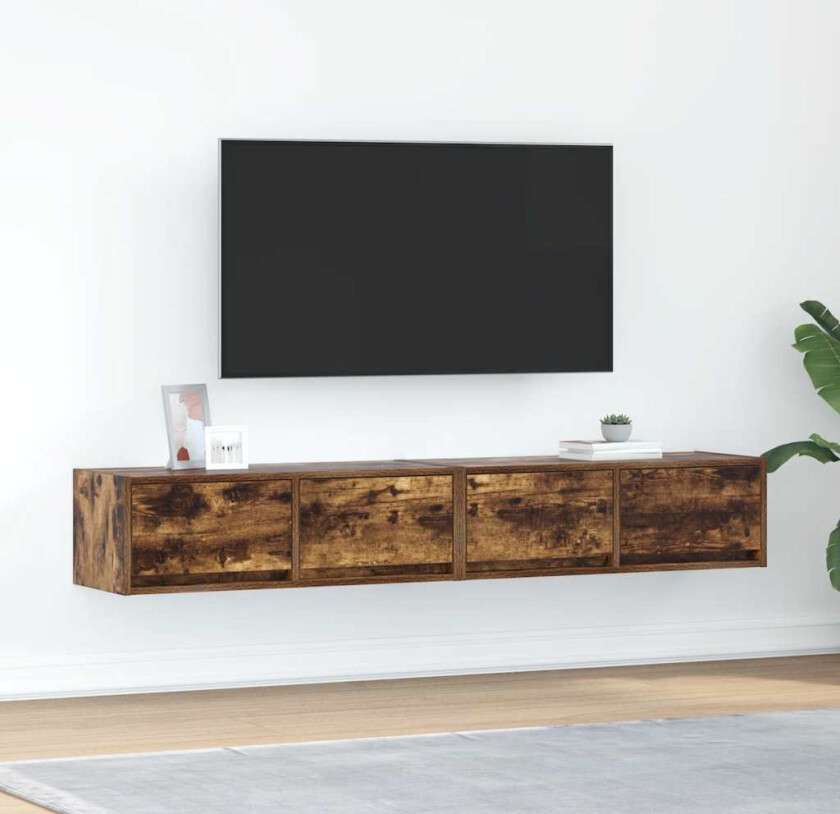 TV-benker 2 stk røkt eik 80x31x25,5 cm konstruert tre