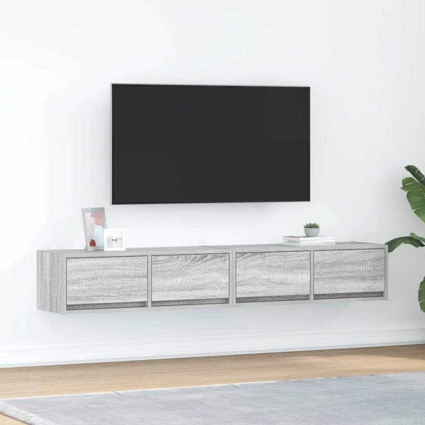 TV-benker 2 stk grå sonoma 80x31x25,5 cm konstruert tre
