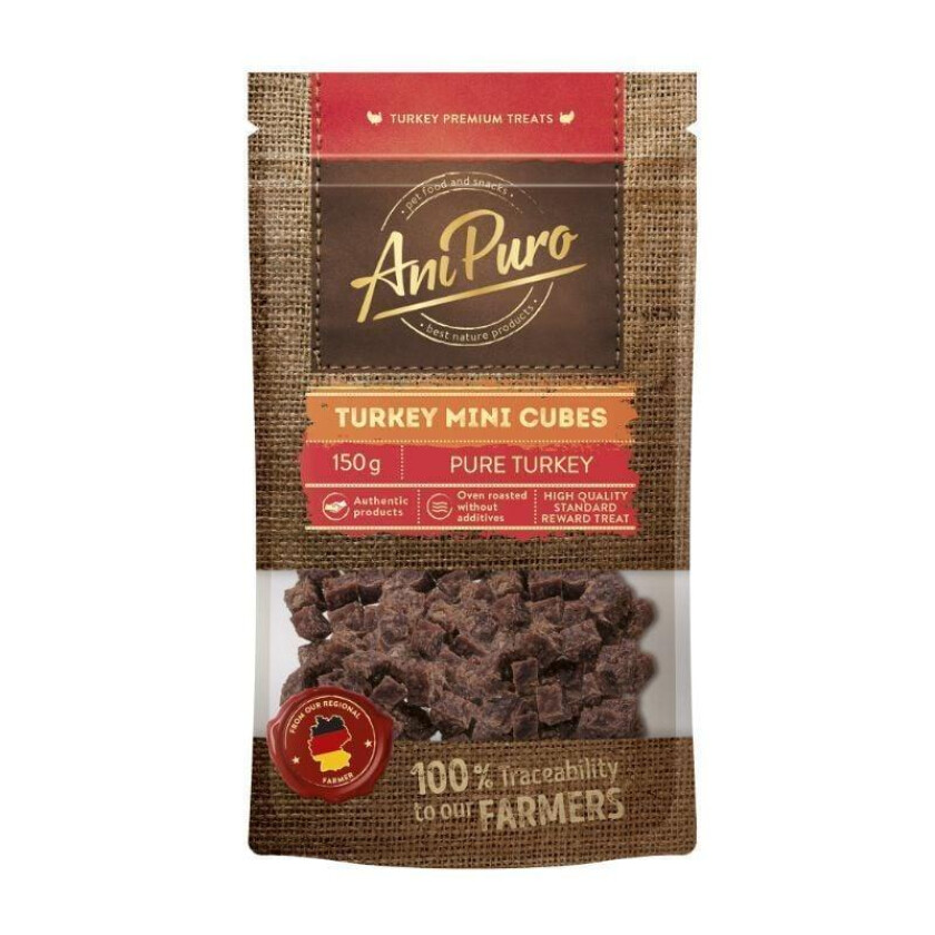 Anipuro Turkey Mini Cubes Godbiter til hund 150 g