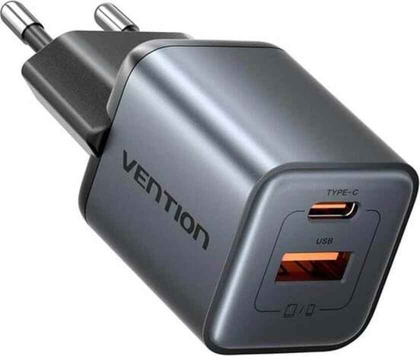 GaN USB-C + USB-A 30W Charger (Gray)