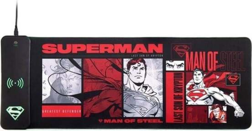 DC Comics Superman XL RGB Gaming Mat with 15W Wireless Charger