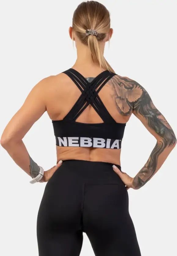 Medium Impact Cross Back Sports Bra - Sort , S