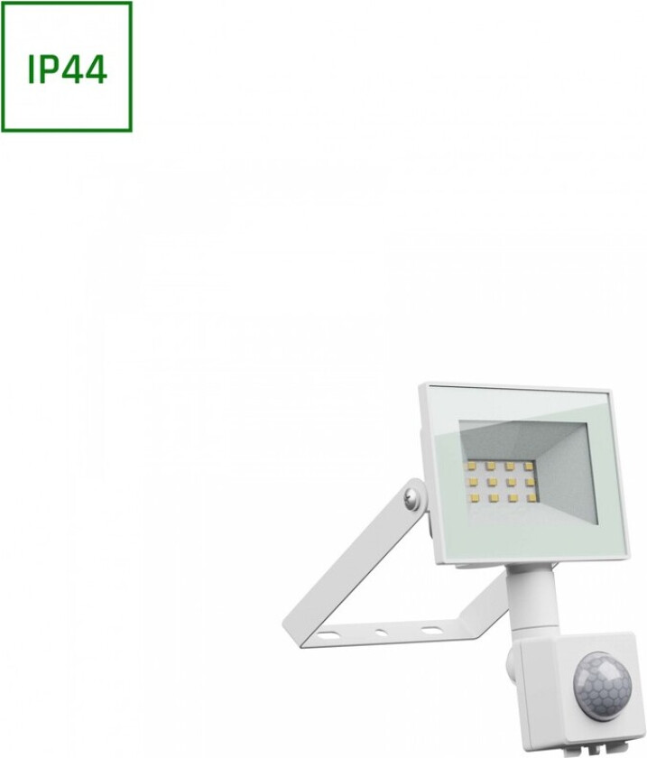 Noctis Lux 4 Projektør 10W - Nøytral hvit, 230V, IP44, 94x150x53mm, Hvit, PIR sensor