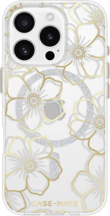 Case-Mate Floral Gems-deksel til iPhone 16 Pro (MagSafe) - Klar/blomstret