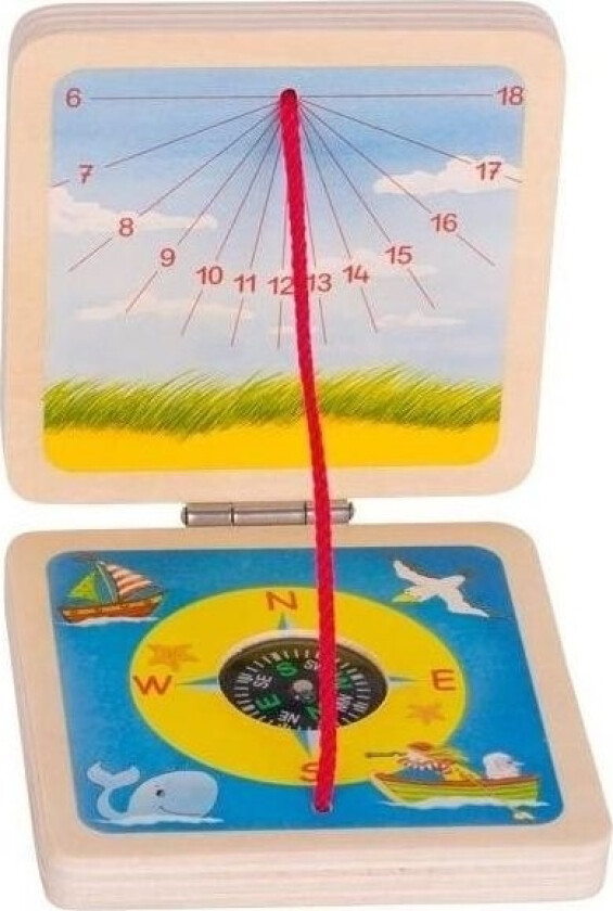Wooden Sundial and Compass Pocket Size