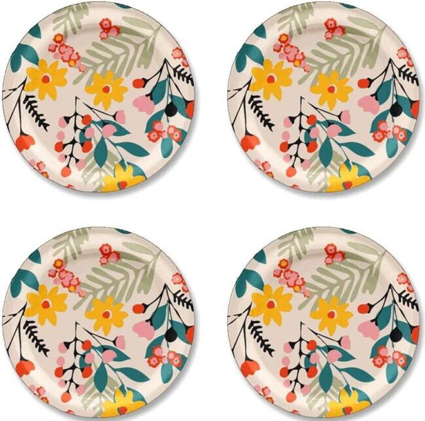 Bilde av Flower glassbrikke Ø 11 cm 4-pakning Pink