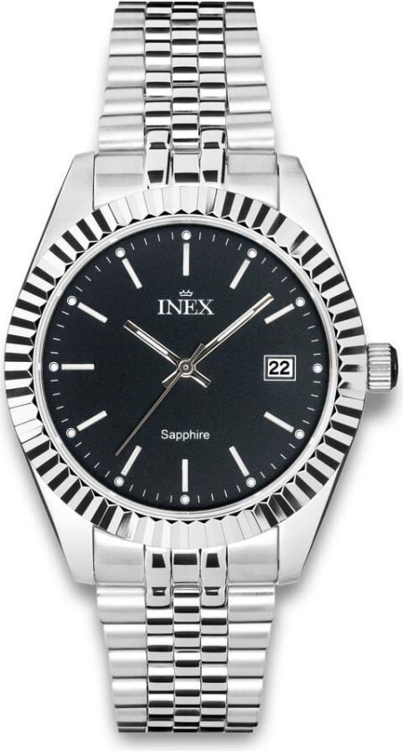 Inex Mens 39.5mm A12189S5I - Kvarts - Sølv - Herreklokker - Rustfritt stål - ledd m/pin - Safir