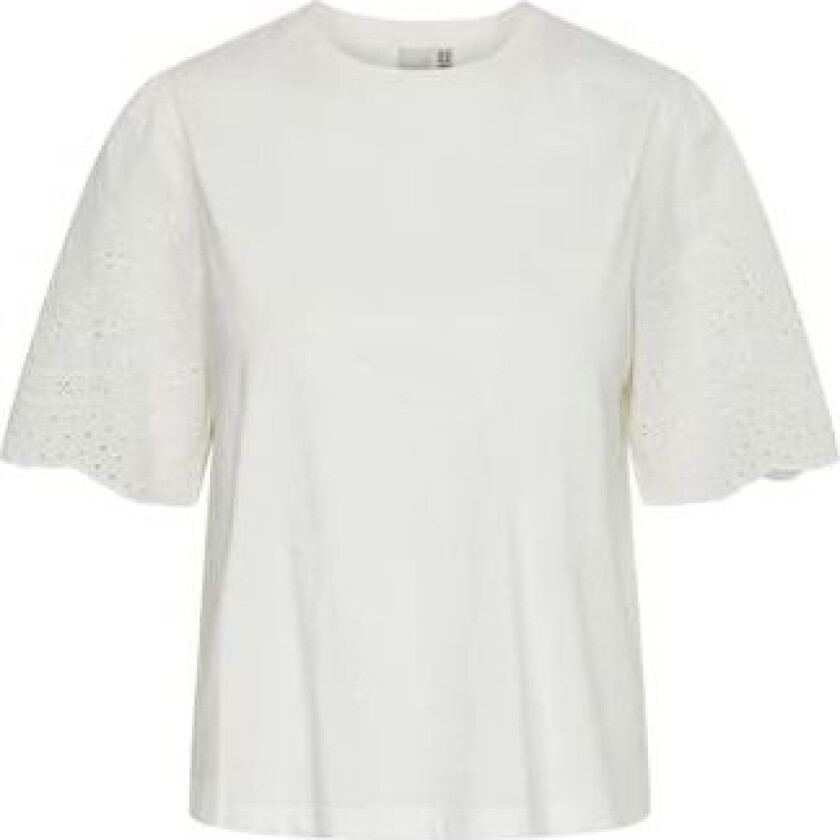 Yaslex Ss Top W. Emb Sleeves - Star White M