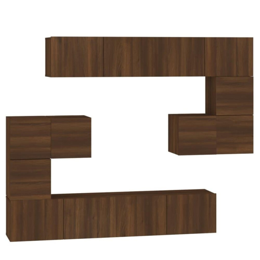 Veggmontert TV-benk brun eik konstruert tre