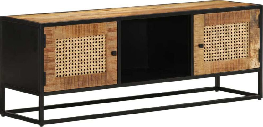 TV-benk 110x30x40 cm grovt heltre mangotre og jern