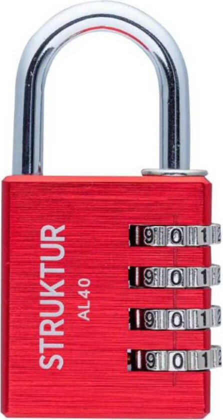 HENGELÅS MED KODE ALU RØD 40