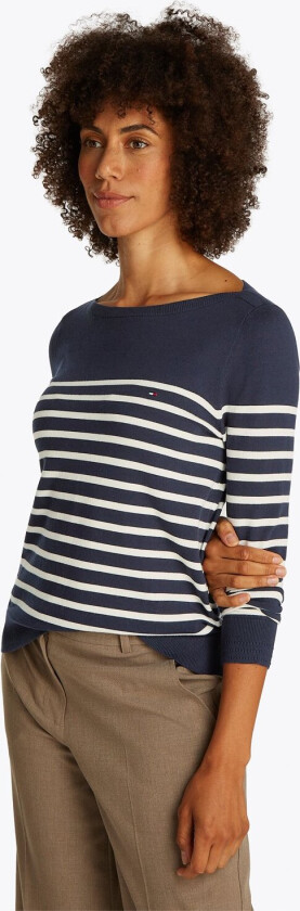 CO Jersey Stitch LS Boatnk SWT Str L - Langermede Bluser