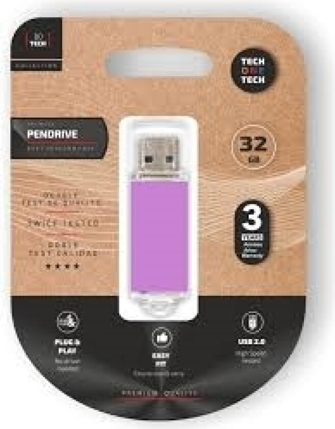 Usb Flash Drive 32Gb Usb 2.0 Purple Tec3009-32