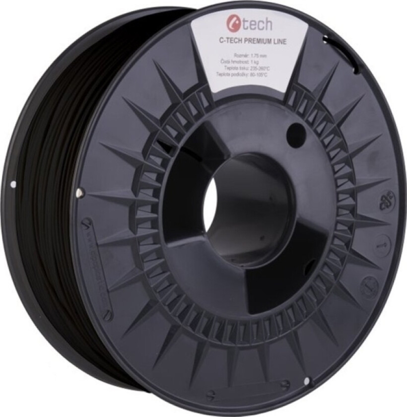 C-Tech C-Tech Trykkstreng (Filament) Premium Line, Pla, Transport Sort, Ral9017, 1,75 Mm, 1 Kg