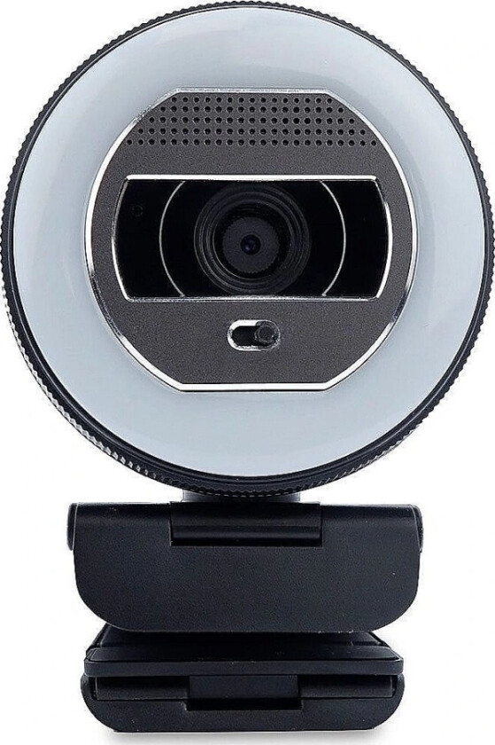 Kamera Internetowa Terra Terra Webcam Halo Med Led-Lysring (C1868pro) Og Personvernsglidebryter Full Hd, Autofokus, Stereo Mic, Privacy Slider
