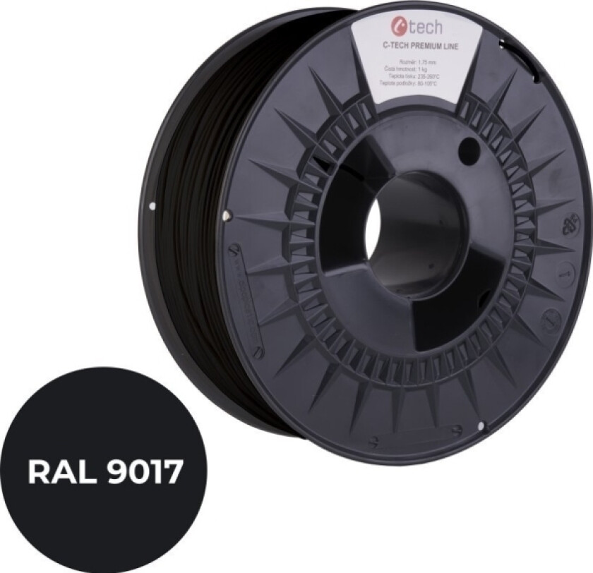 C-Tech C-Tech Trykkstreng (Filament) Premium Line, Asa, Transport Sort, Ral9017, 1,75 Mm, 1 Kg