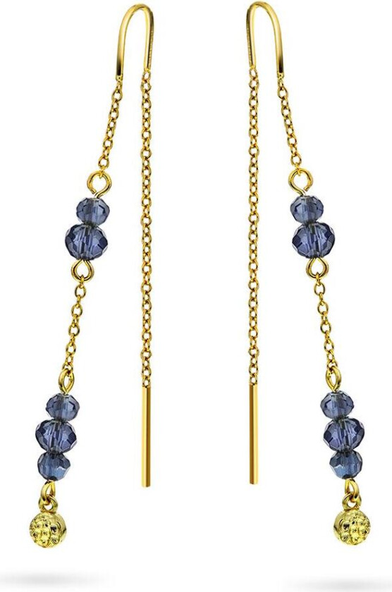 Fairy øredobber i forgylt 925 sølv med blå glasstener