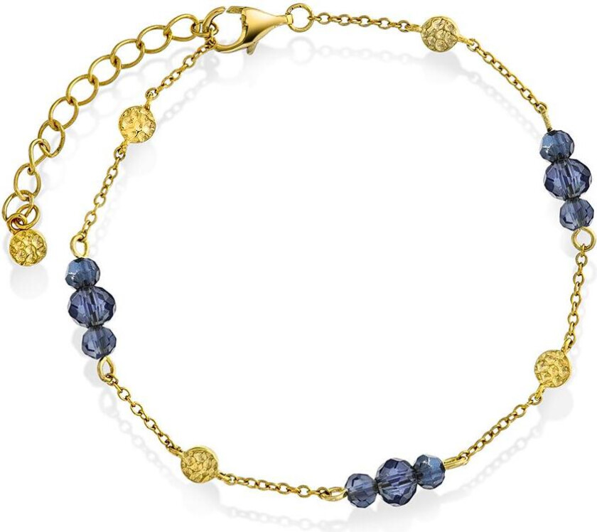 Fairy armbånd i forgylt 925 sølv med blå glasstener