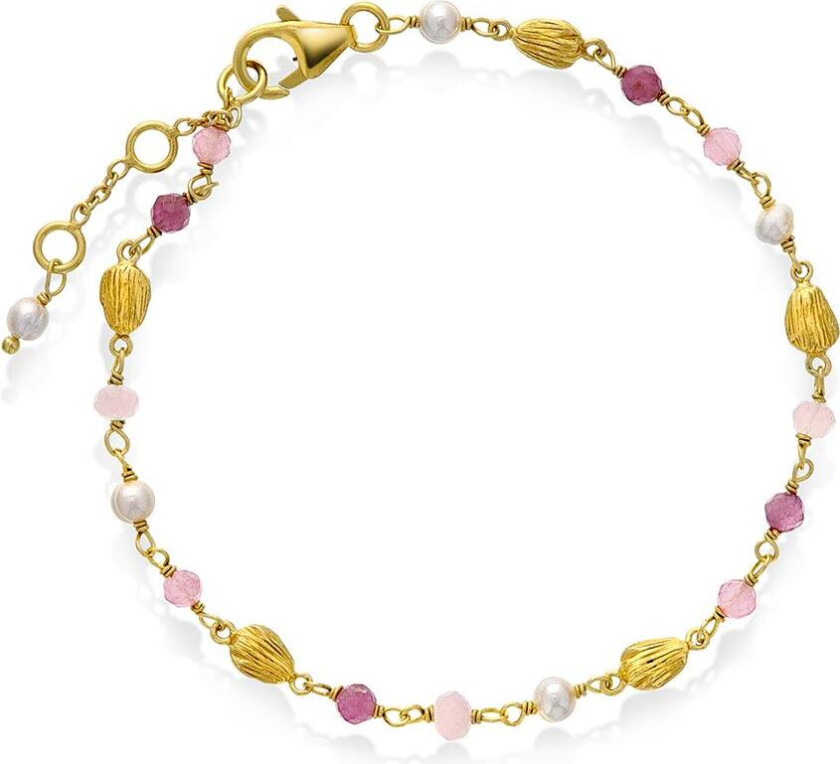 Raven armbånd i forgylt 925 sølv med naturstener